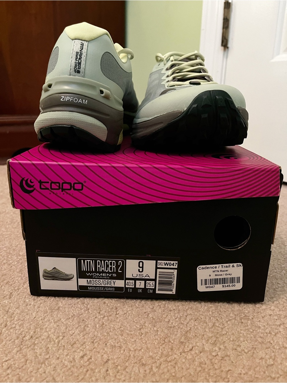 NEW Topo Athletic Women’s Mtn Racer 2 Moss Green Grey Trail Shoes (size 9) - Picture 11 of 13